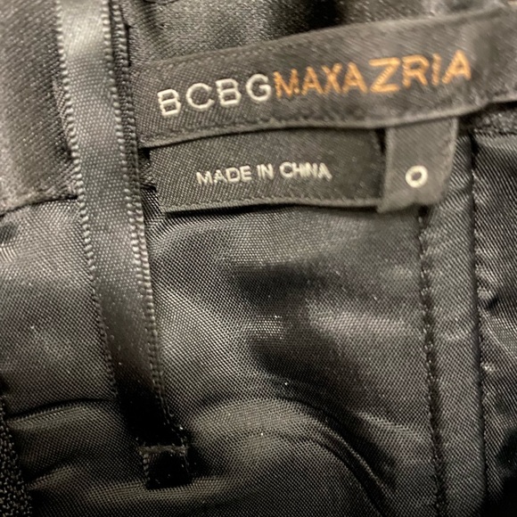 Size 0 black strapless satin BCBG dress with tulle underlay - Picture 3 of 3